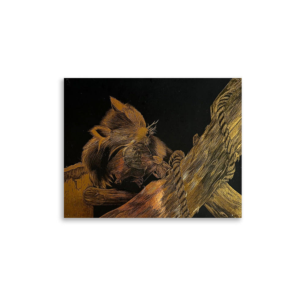 Golden Red Panda - Matte Print